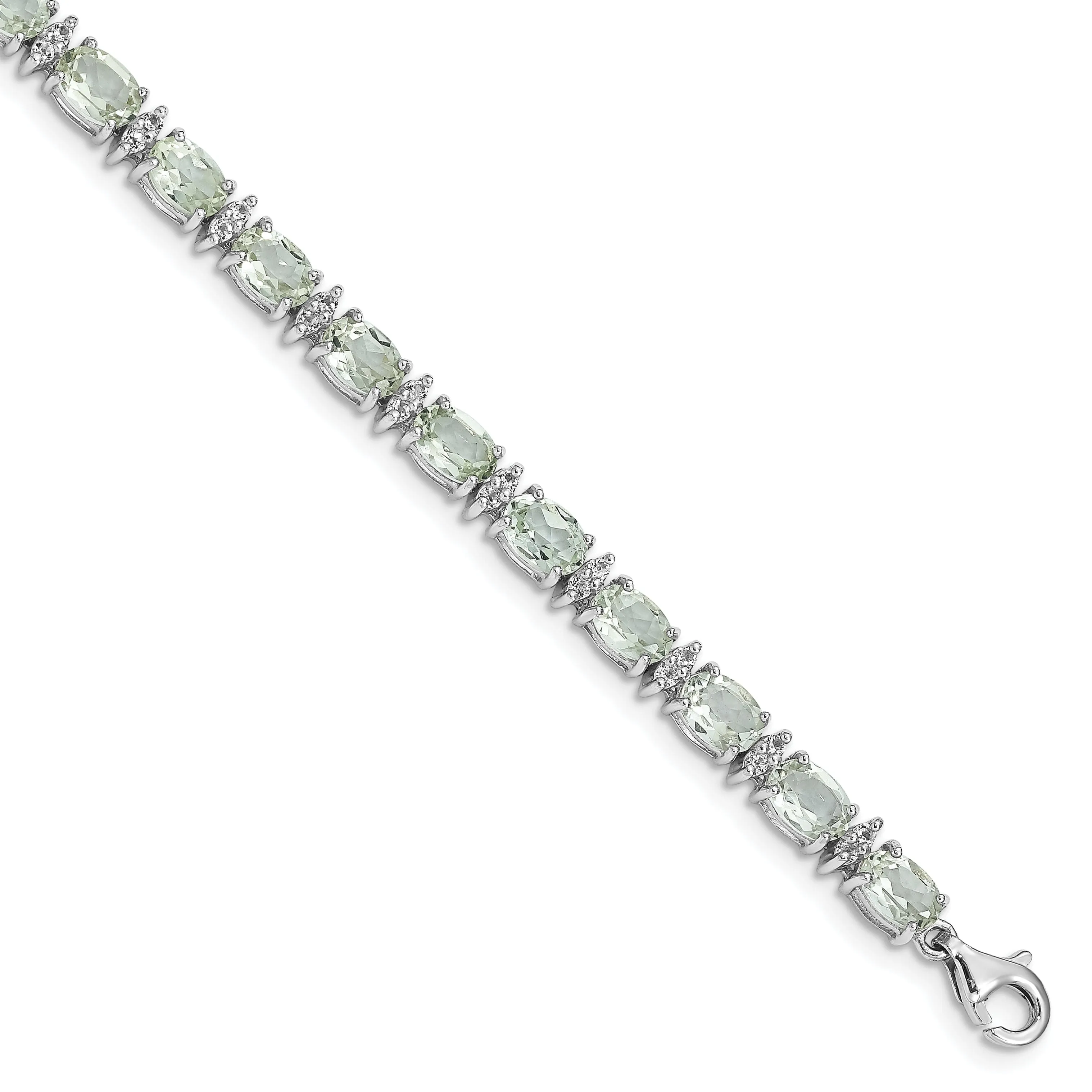 Silver Green Quartz Topaz Gemstone Bracelet