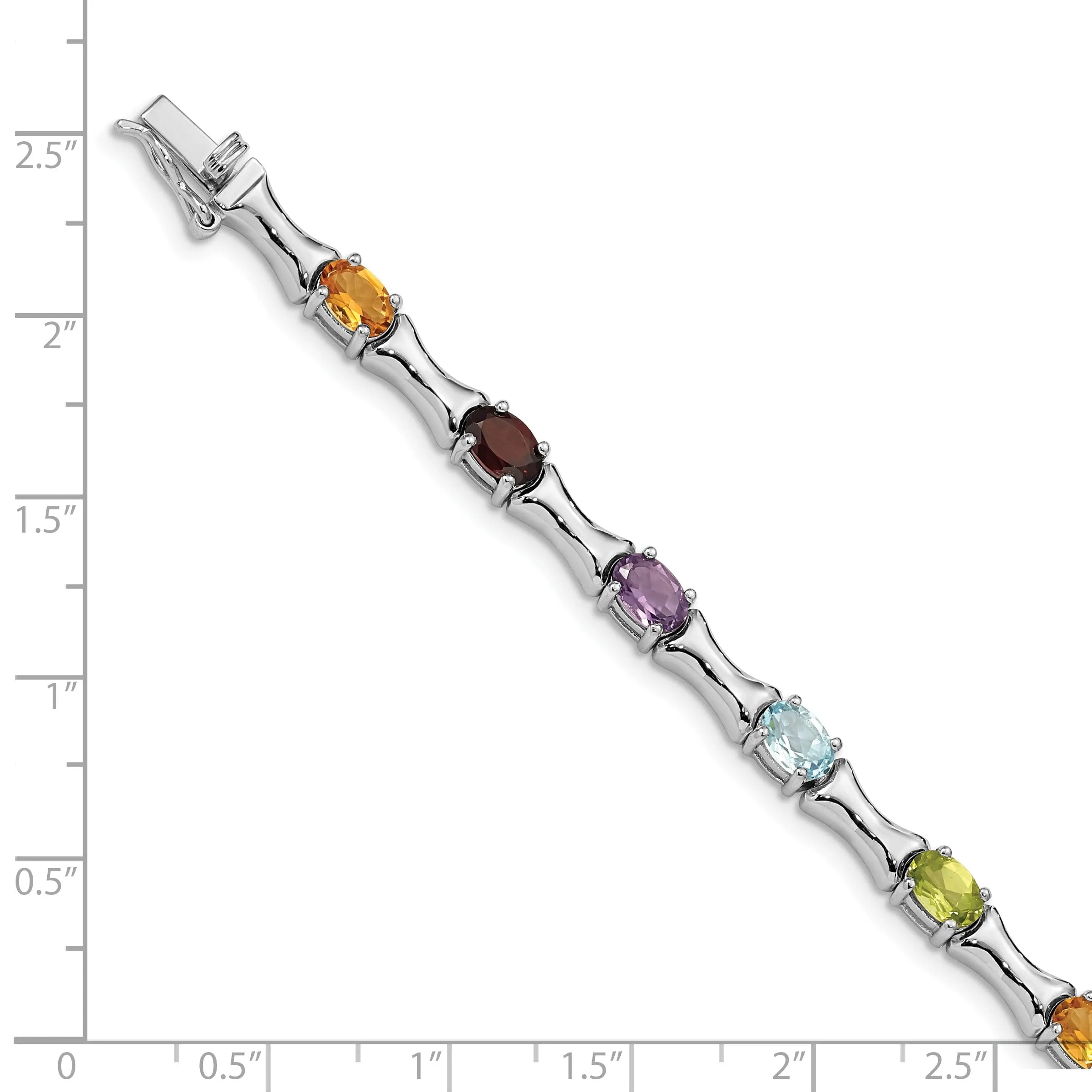 Silver Polished Finish Multi Gemstone Bracelet