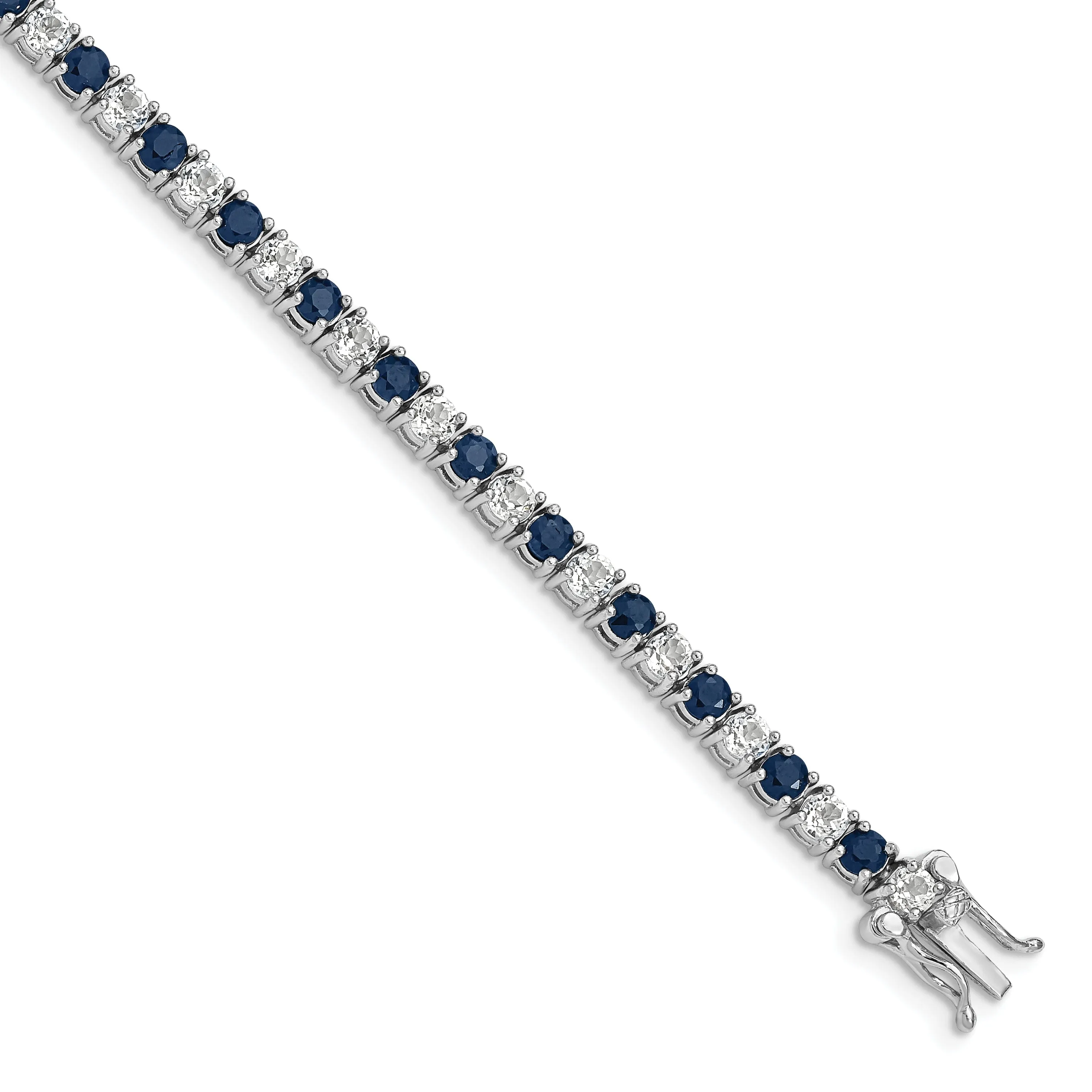 Silver Sapphire White Topaz Tennis Bracelet