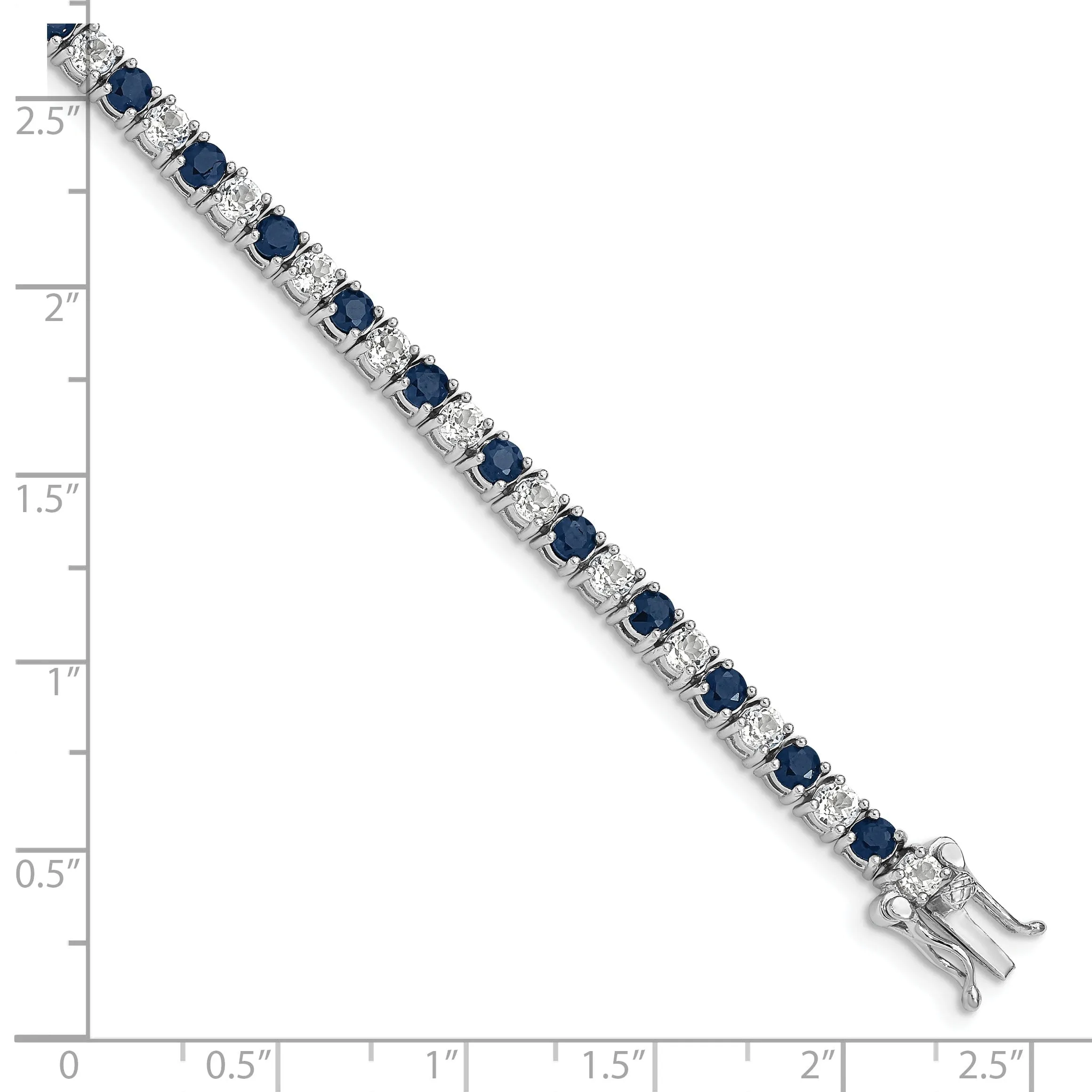 Silver Sapphire White Topaz Tennis Bracelet