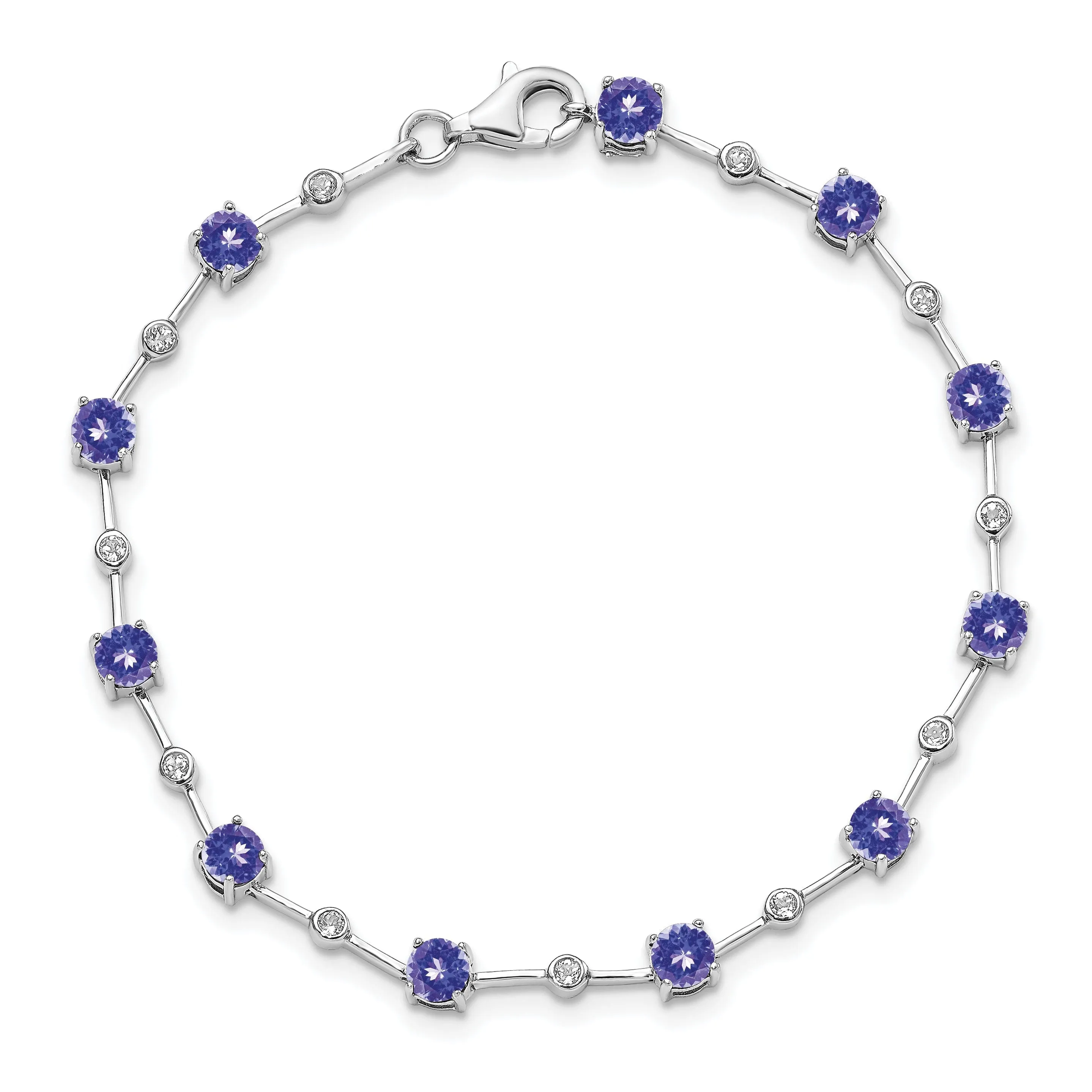 Silver Tanzanite Bezel Topaz Gemstone Bracelet