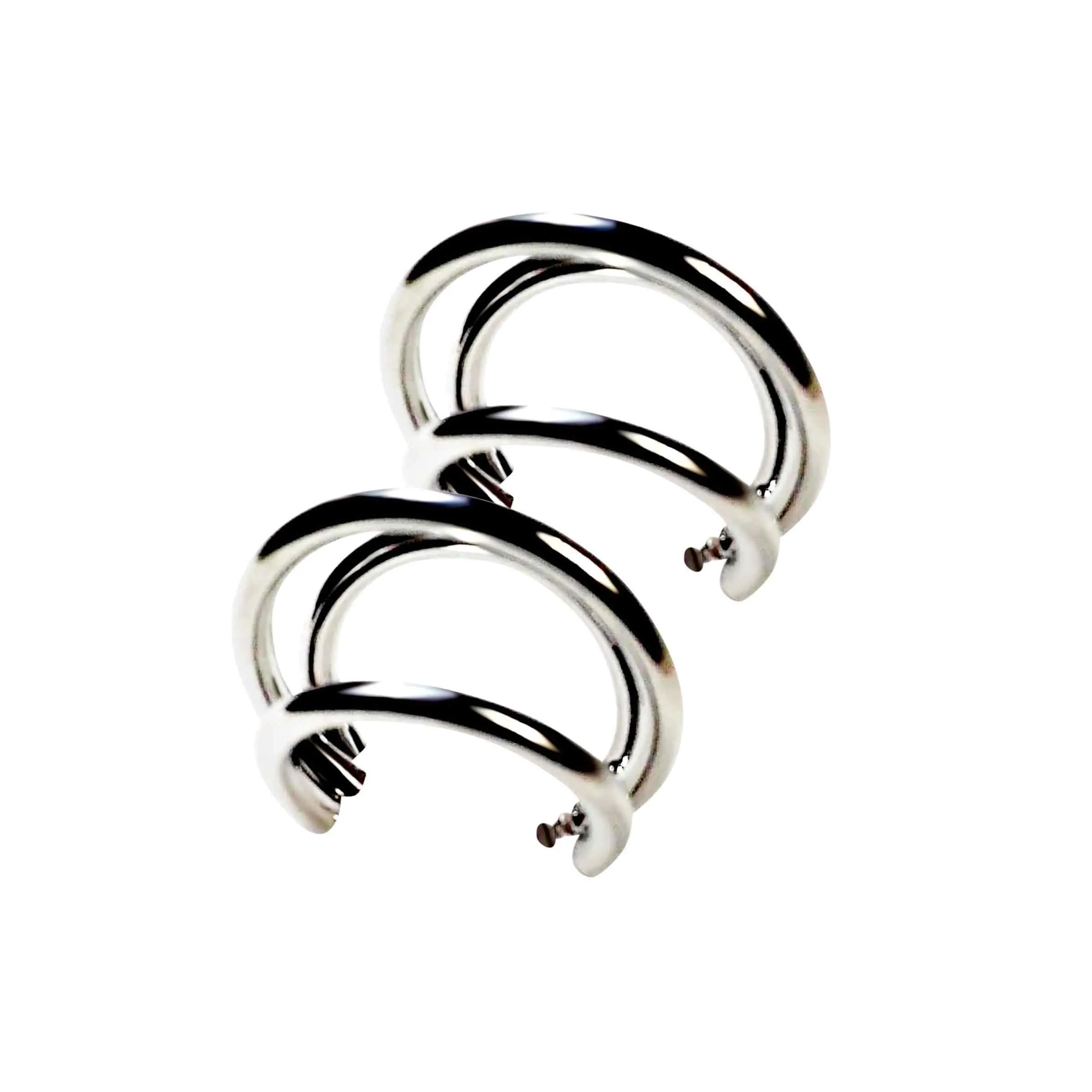 Silver Triple Invisible Clip On Hoop Earrings