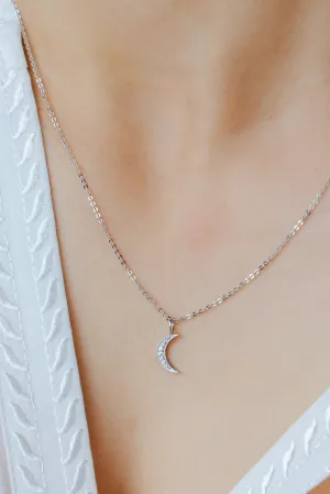 Small Cresent Moon Diamond Necklace