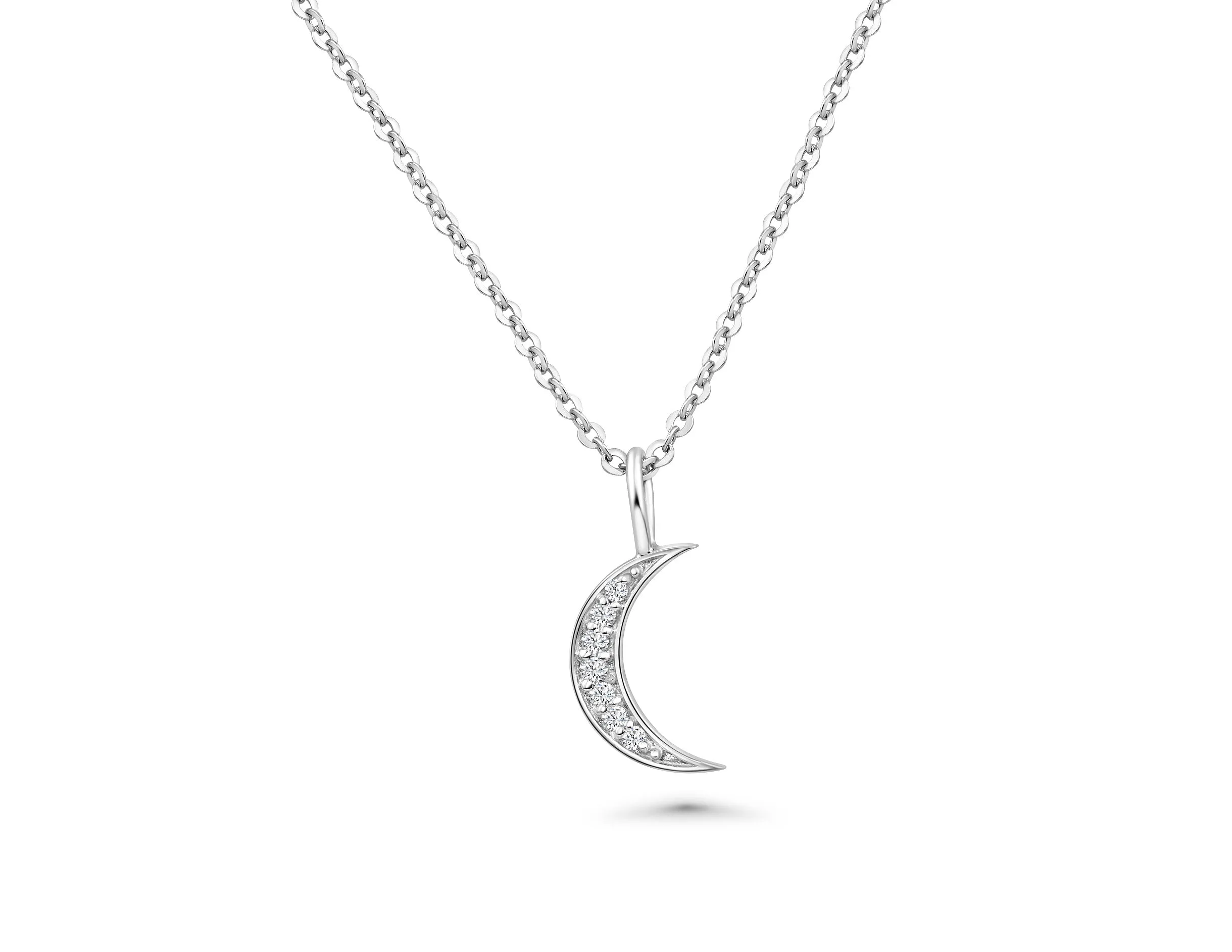 Small Cresent Moon Diamond Necklace