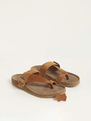 SOLEPLAY Brown Toe-Ring Comfort Leather Sandals