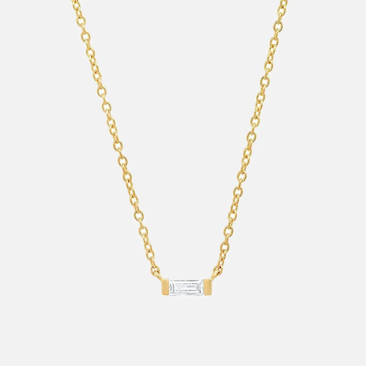 Solitaire Diamond Baguette Necklace