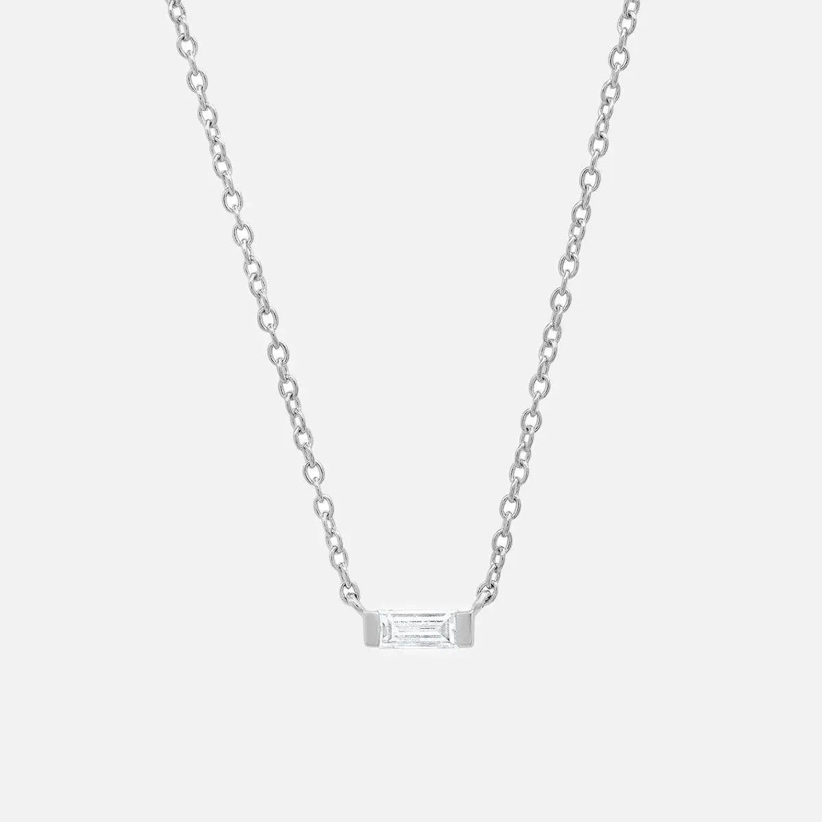 Solitaire Diamond Baguette Necklace