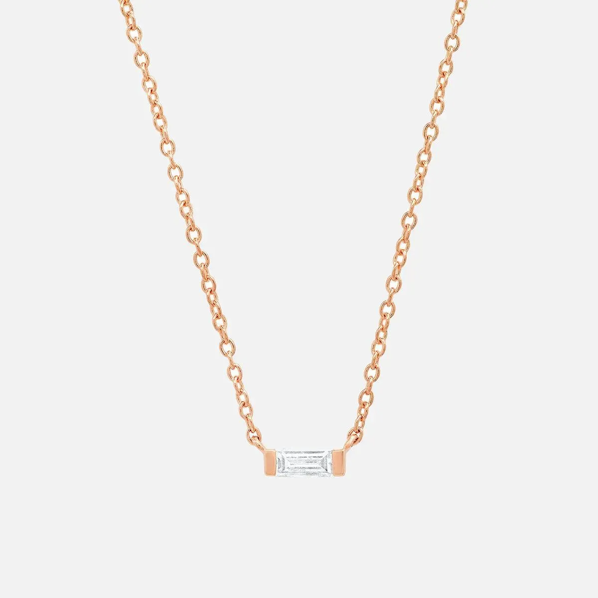 Solitaire Diamond Baguette Necklace