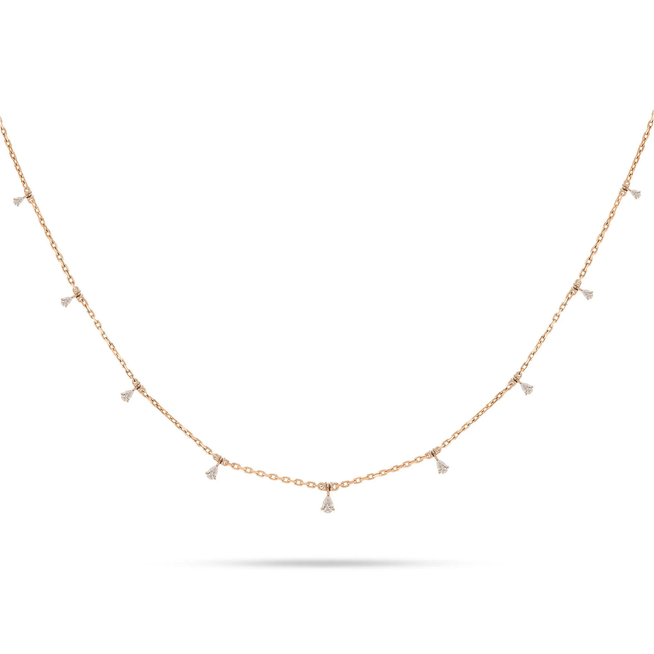 Solitaire Pear Dangling Diamond Choker