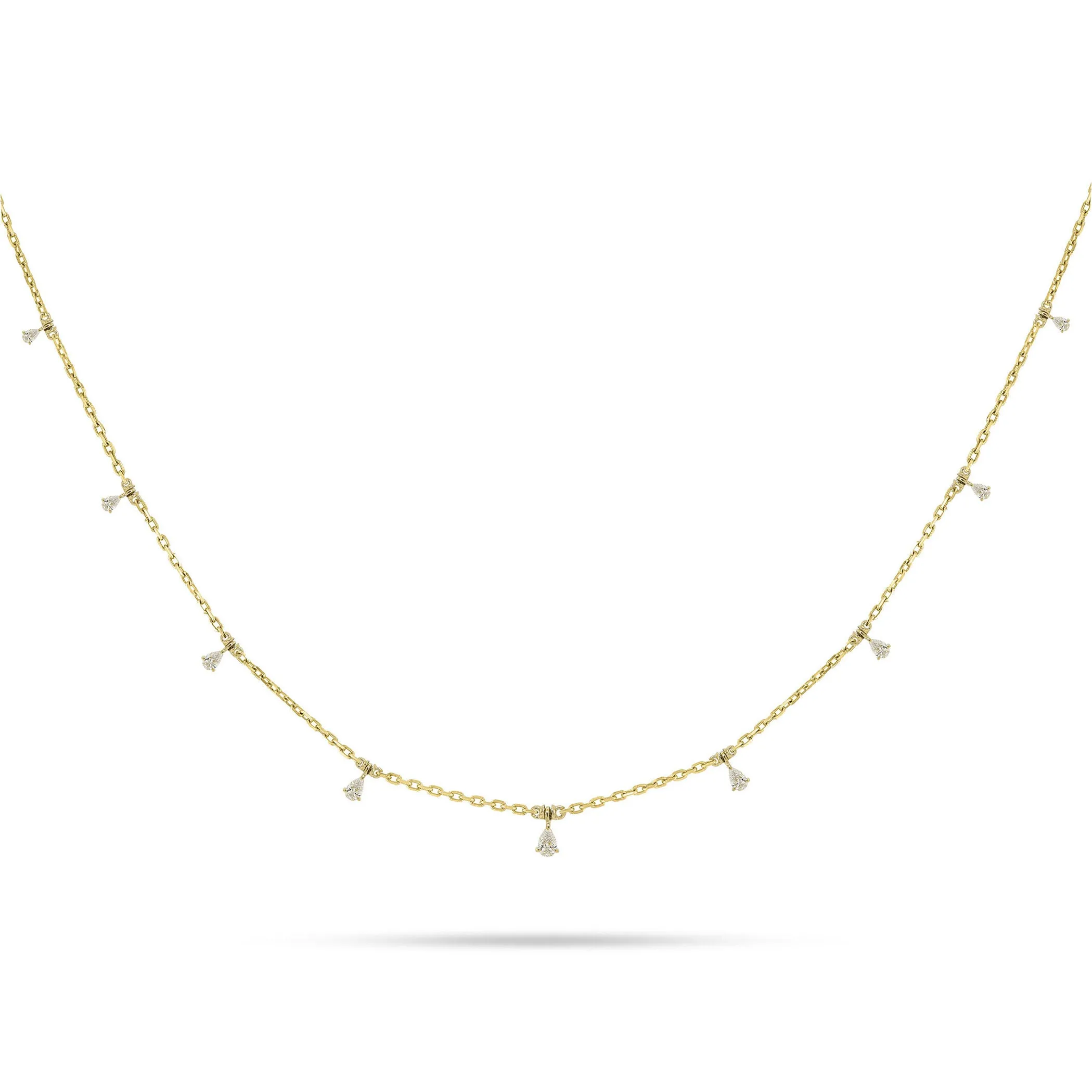 Solitaire Pear Dangling Diamond Choker