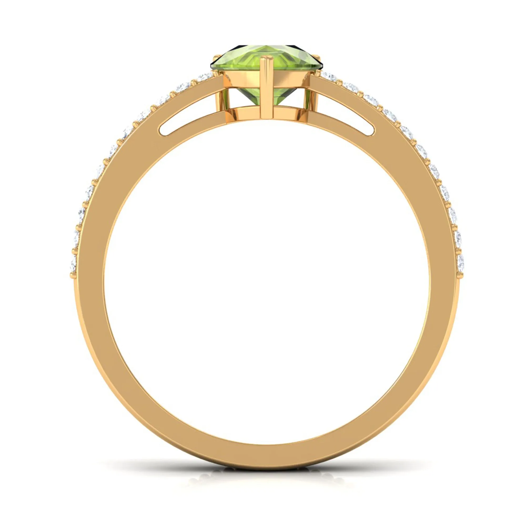 Solitaire Peridot and Diamond Ring with Twisted Rope