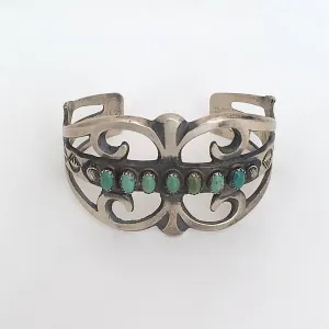 SOUTHWEST STUNNER Navajo Sterling Silver & Turquoise Cuff by Martha Cayatineto