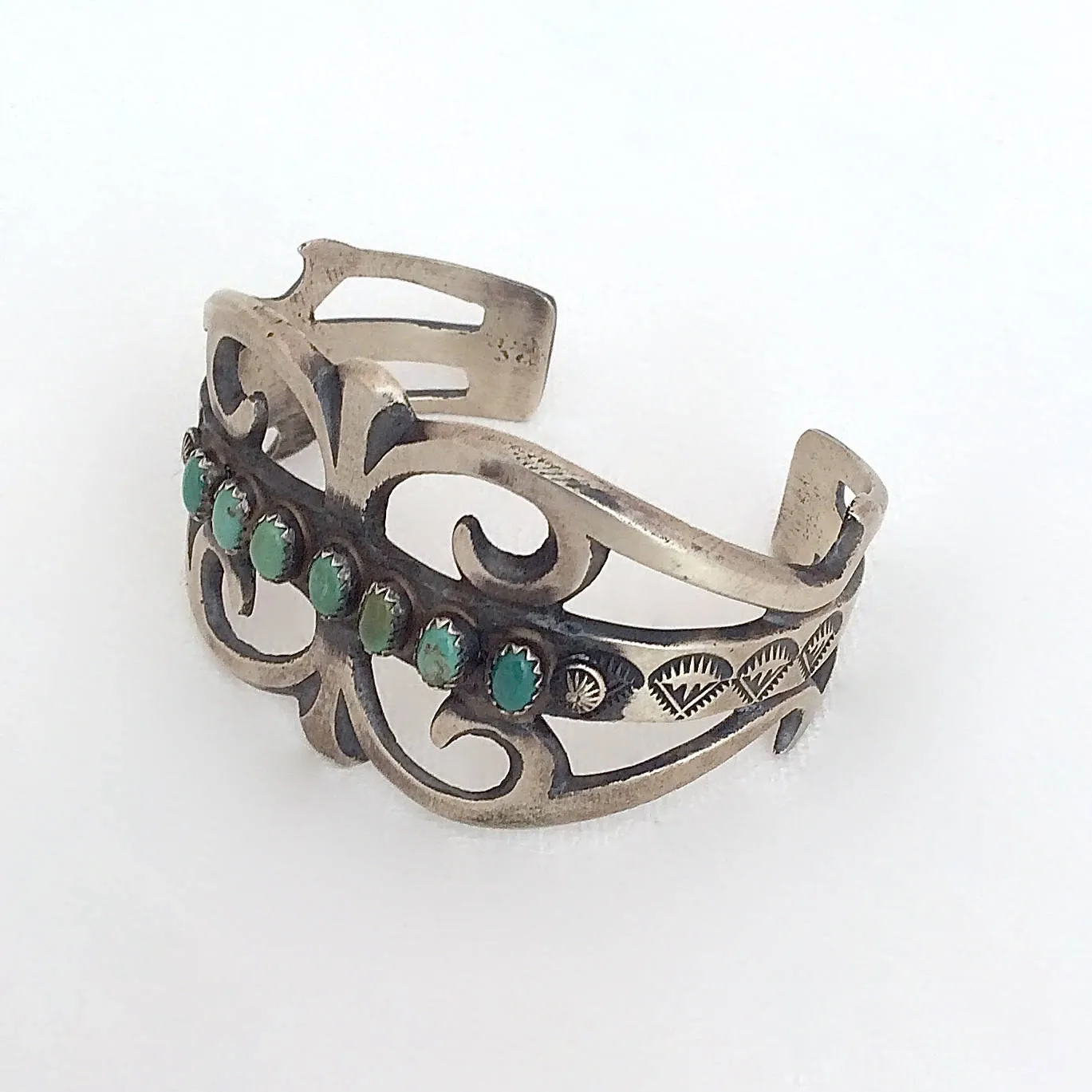 SOUTHWEST STUNNER Navajo Sterling Silver & Turquoise Cuff by Martha Cayatineto