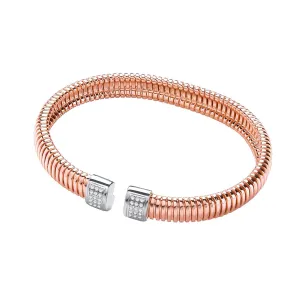 Sterling Silver & Rose Gold Vermeil CZ Torque Bangle