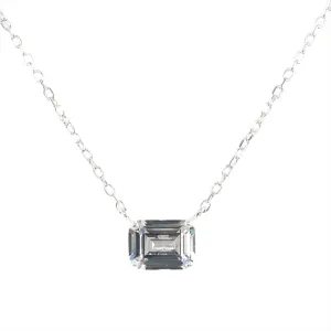 Sterling Silver Horizontal Emerald Cut Cz Pendant