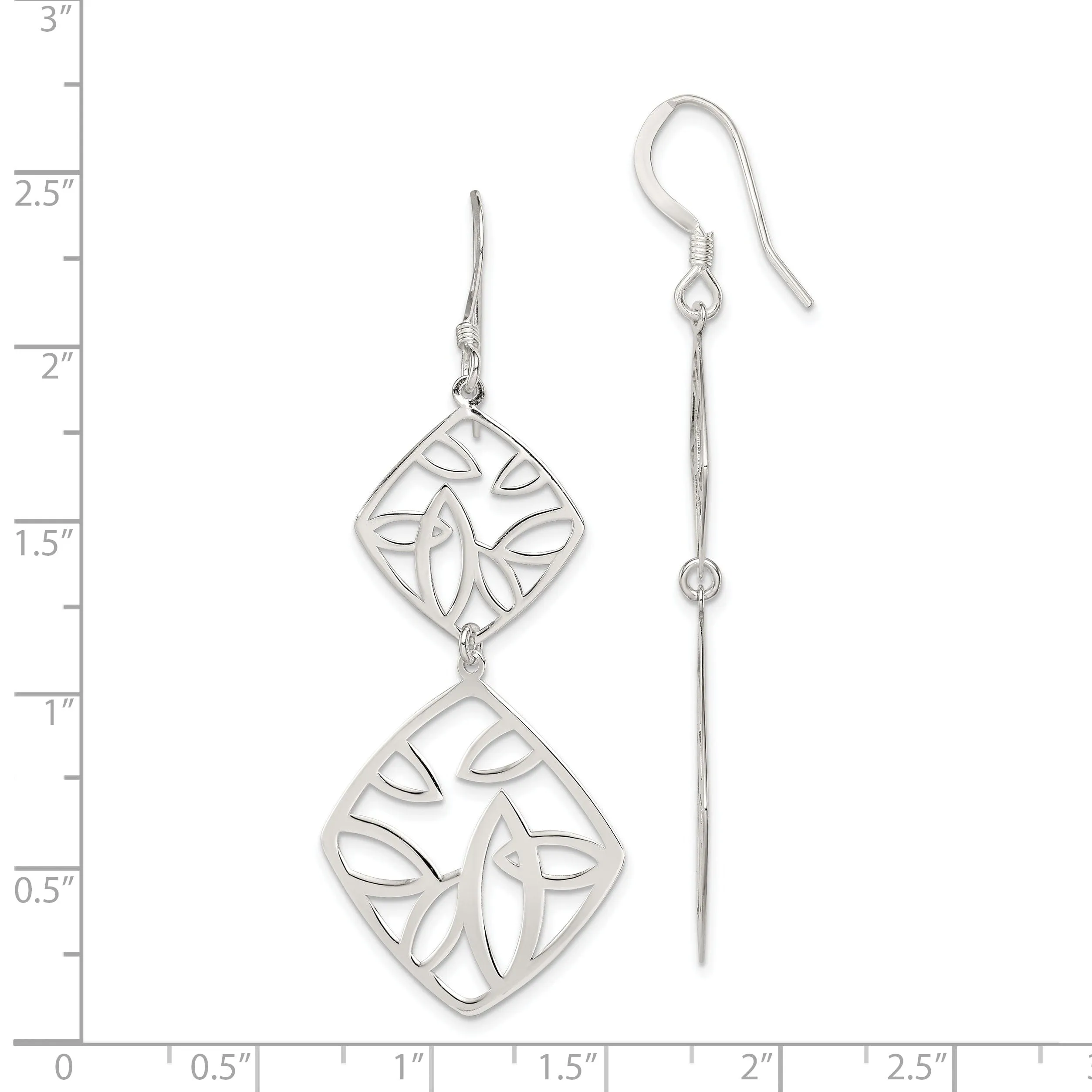 Sterling Silver Polish Cut Out Dangle Earrings