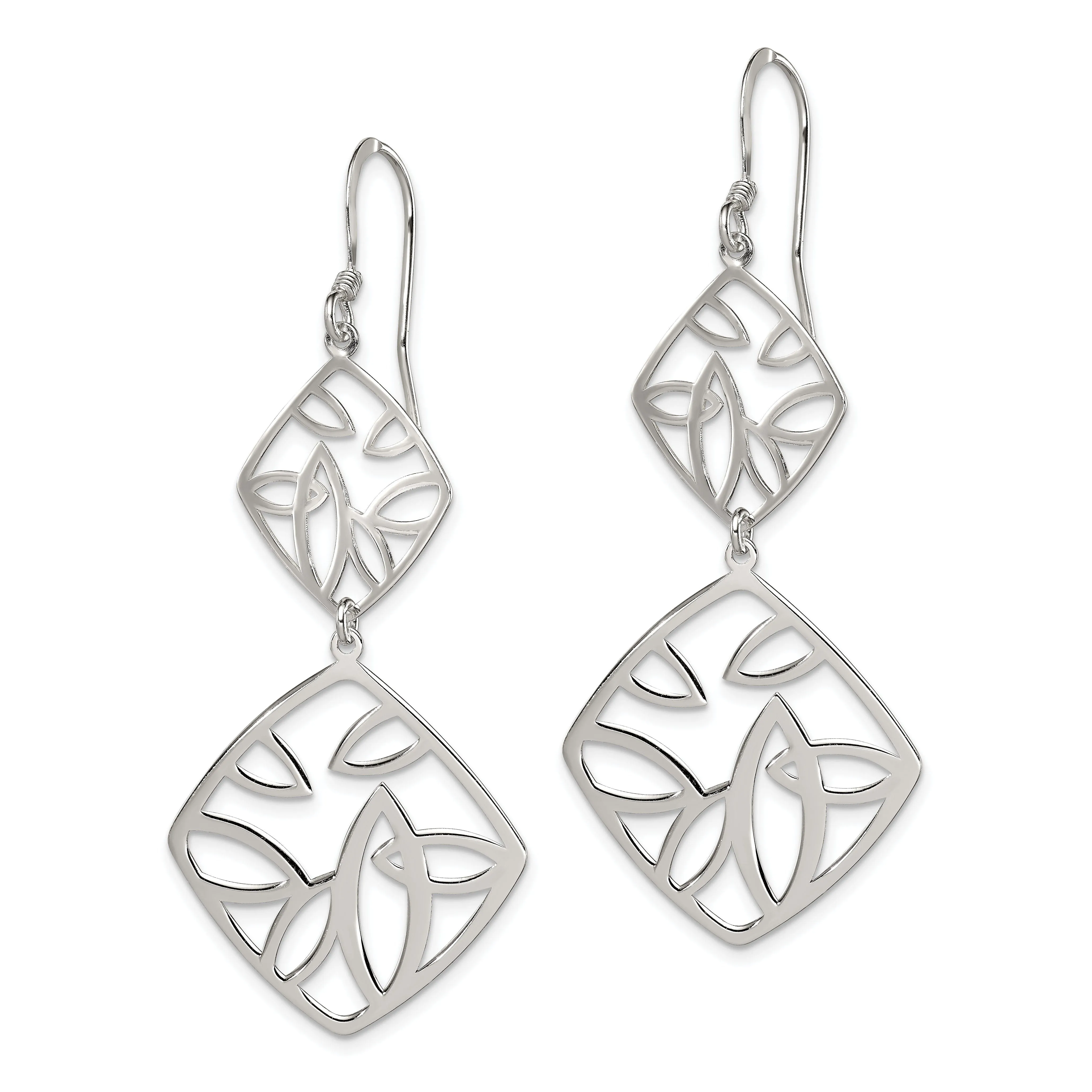 Sterling Silver Polish Cut Out Dangle Earrings