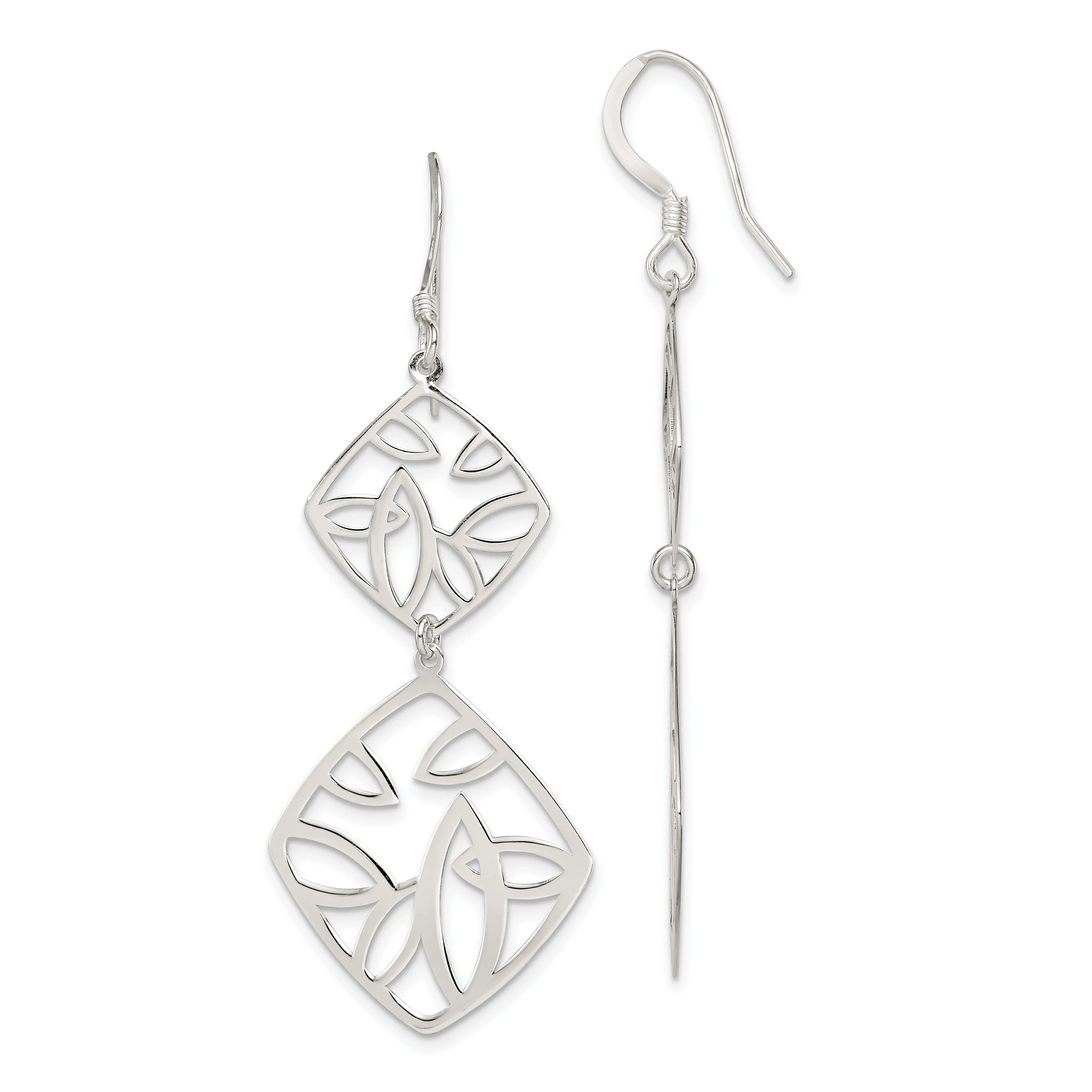 Sterling Silver Polish Cut Out Dangle Earrings