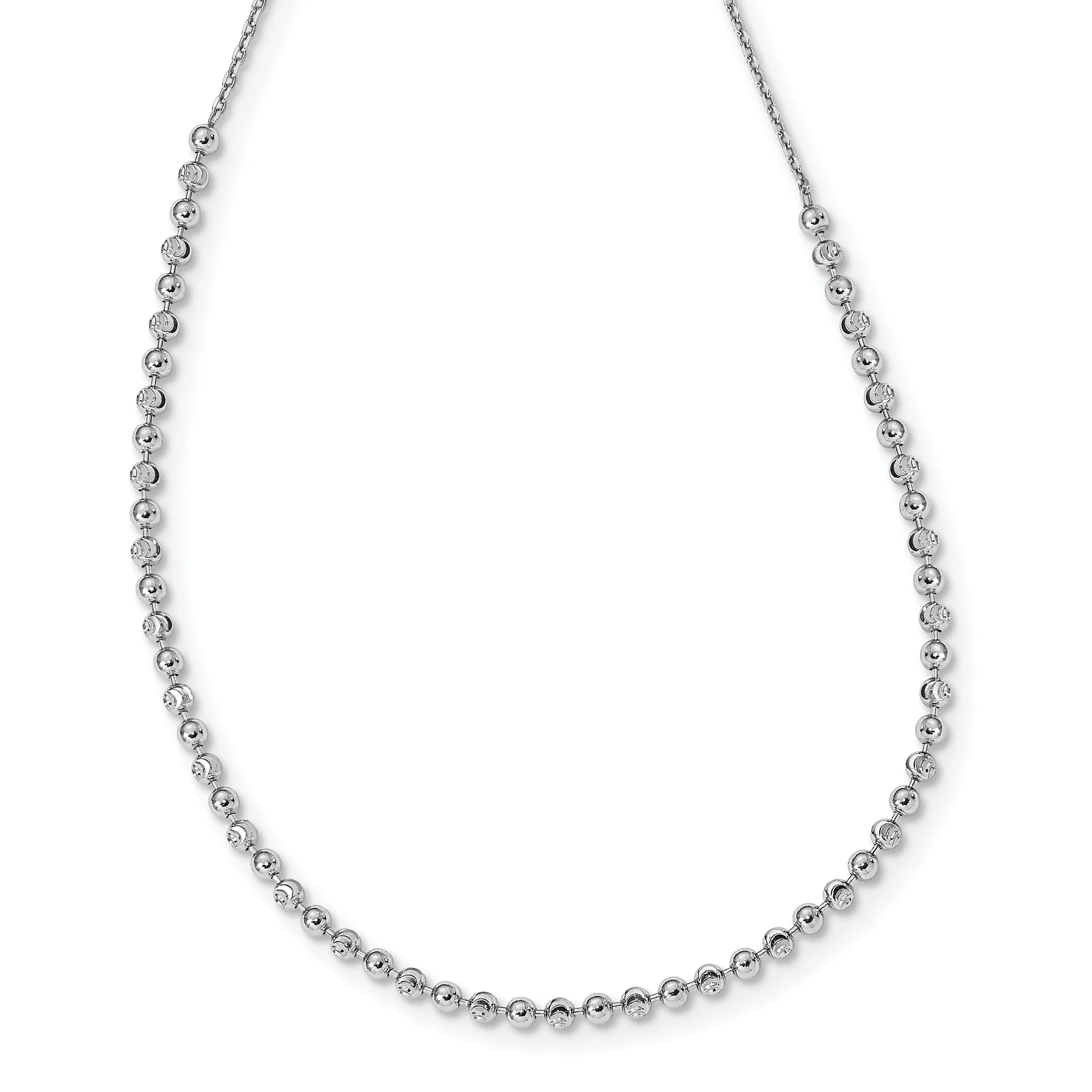 Sterling Silver Rhodium D.C Beaded Necklace