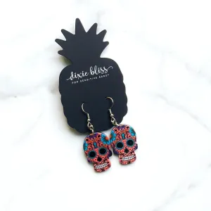 Sweet Sugar Skulls in Coral - Dixie Bliss - Dangle Earring