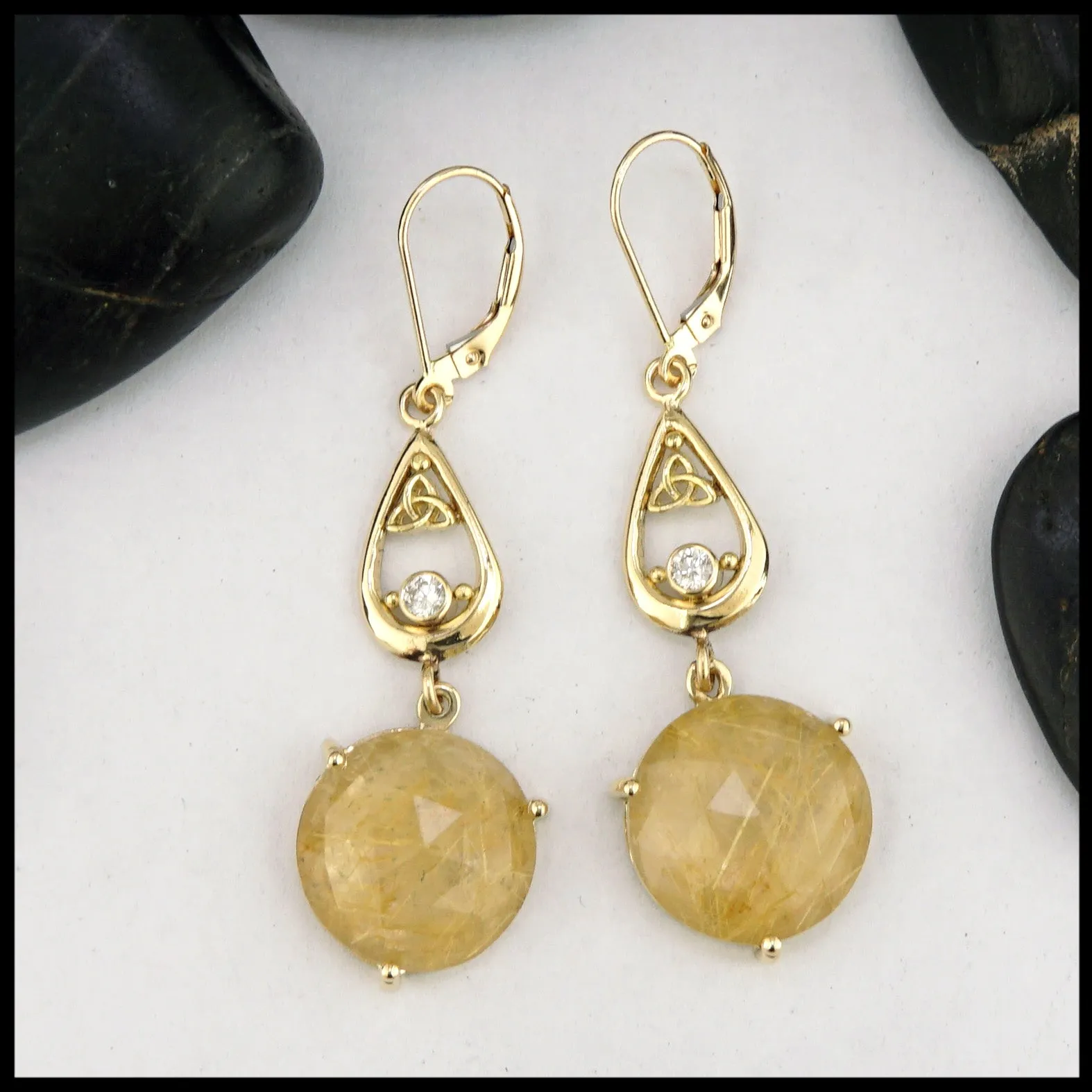 Tear Drop Earrings with Rutilated Quartz