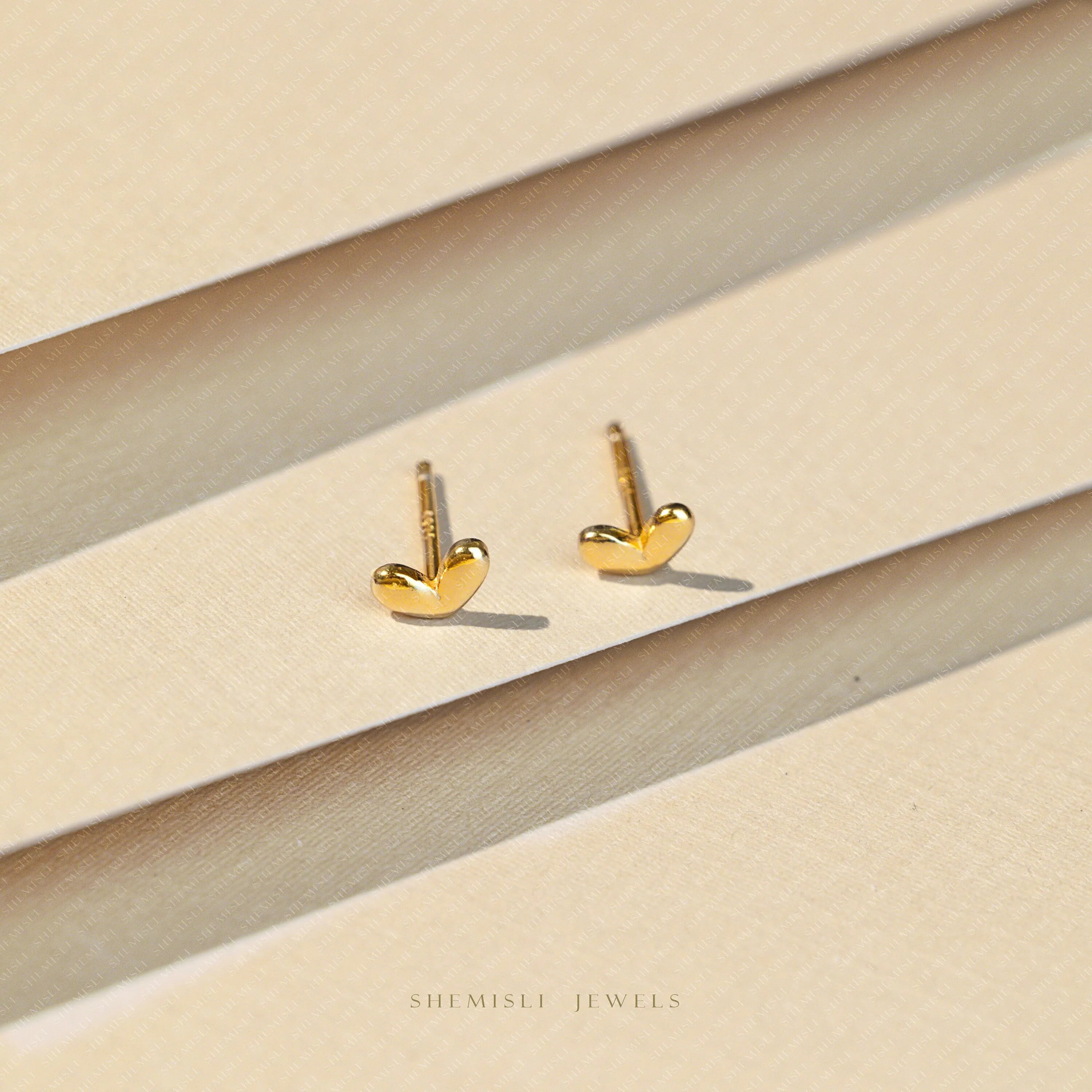 Tiny Heart Studs Earrings, Unisex, Gold, Silver SHEMISLI SS028