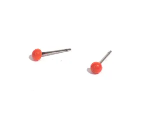 Tiny Stud Earrings | Super Small Deep Marbled Coral Vintage Lucite Studs