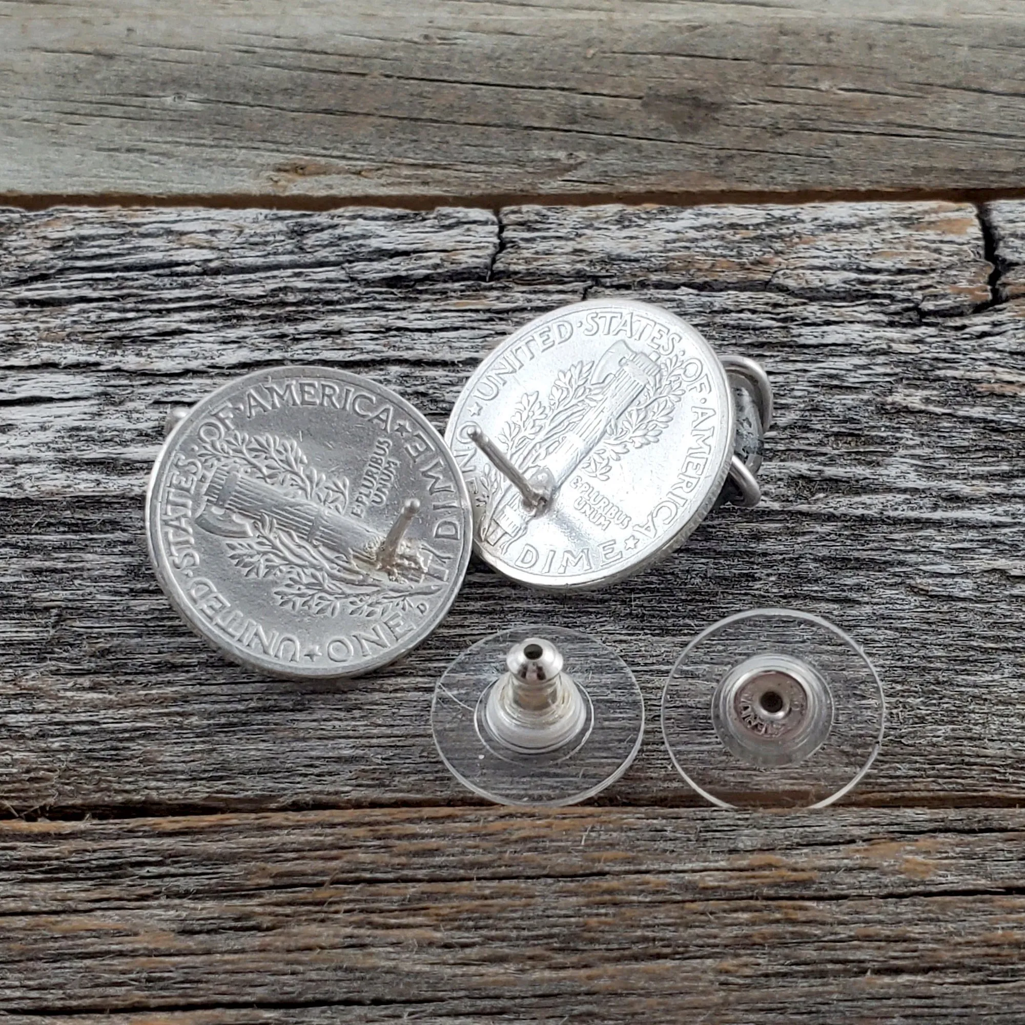 Tourmalinated Quartz Mercury Dime Stud Earrings