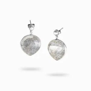 Tourmalinated Quartz Stud Drop Earrings