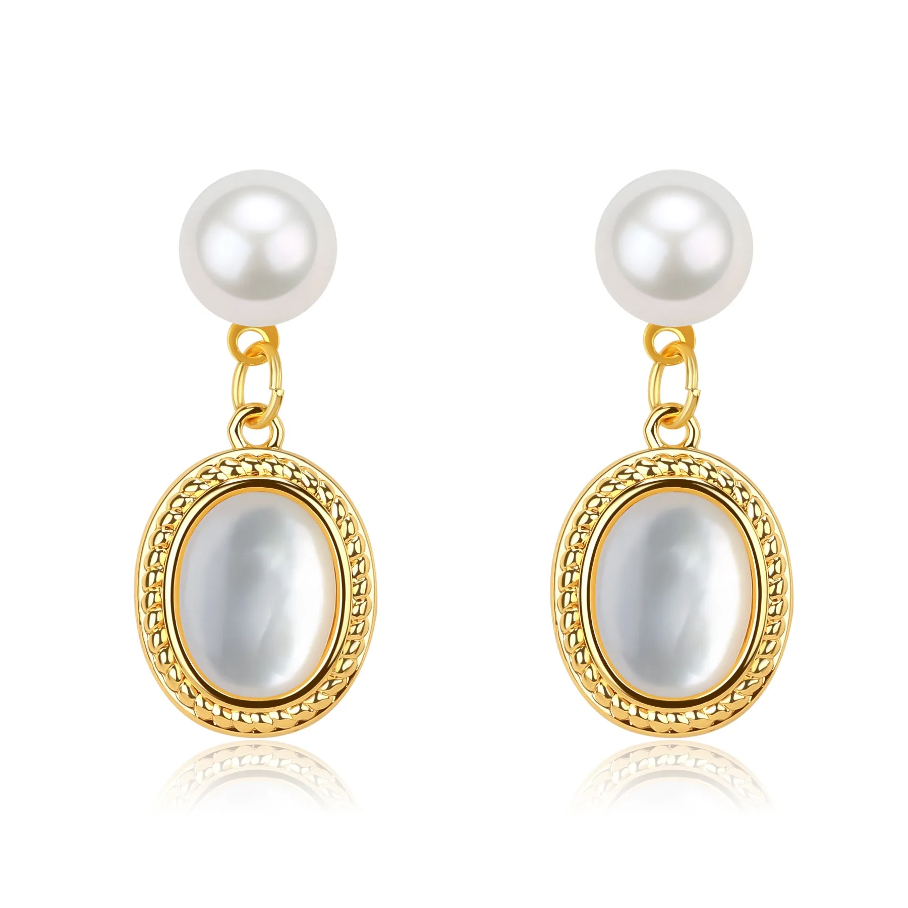 White Crystal Mother of Pearls Earrings