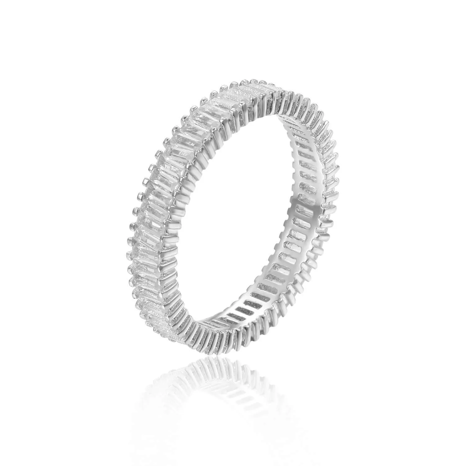 White Topaz Veritcal Baguette Eternity Ring