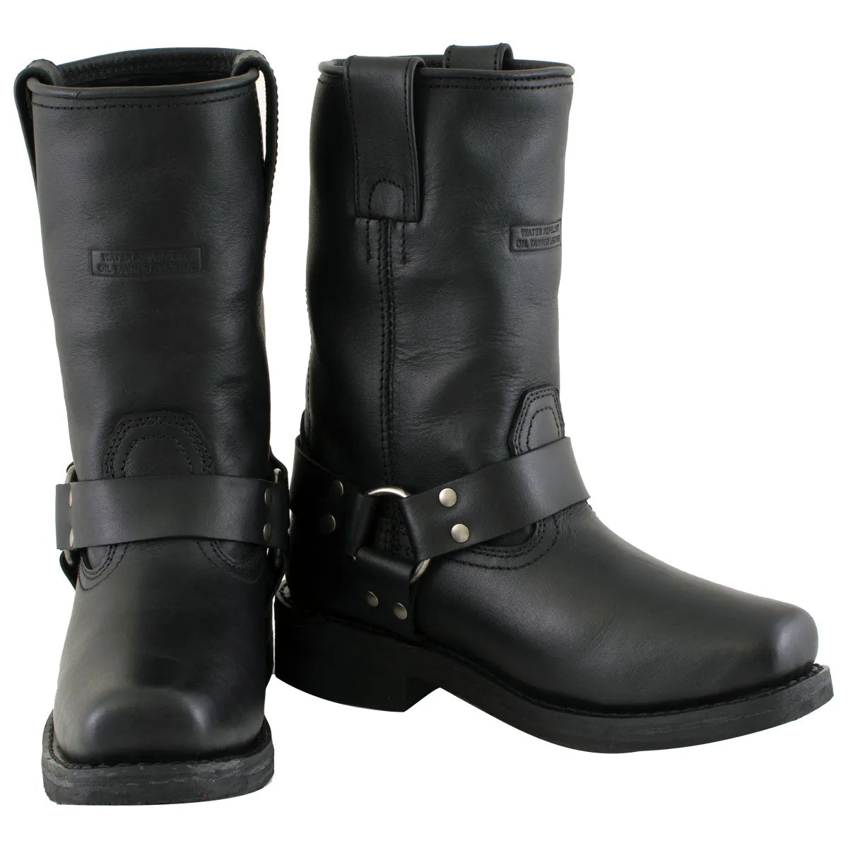 Xelement 2442 Women's Black Classic Full Grain Leather Harness Motorcycle Rider Boots