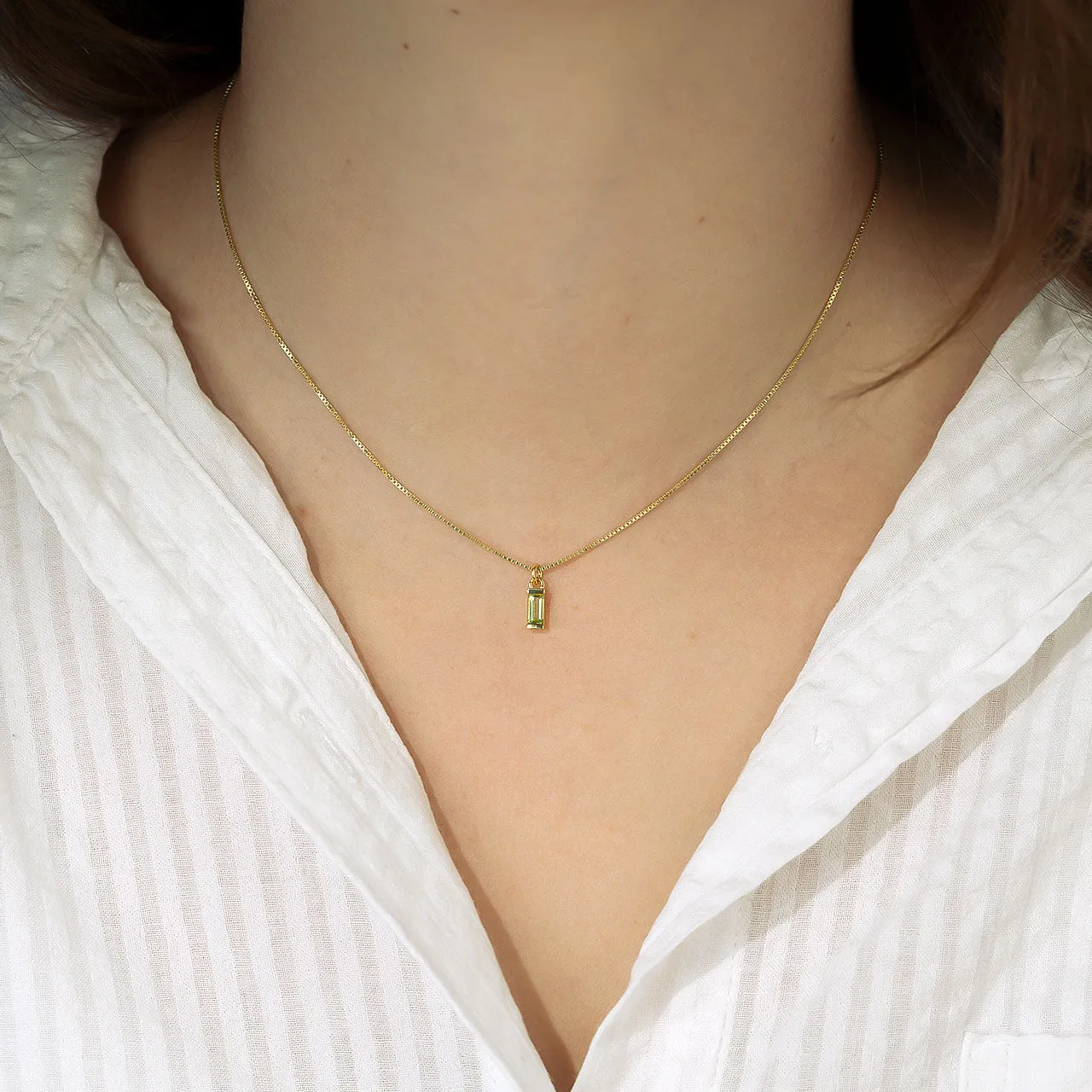 Yellow Gold Vermeil Peridot Baguette Pendant